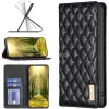 Wooze Xiaomi Poco M3, Oldalra nyíló tok, stand, kártyatartóval, 3D rombusz minta, Wooze Pillow, fekete