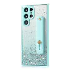 Wooze Xiaomi Redmi 9A / 9AT / 9i, Szilikon tok, közepesen ütésálló, kézpánttal, színátmenetes, csillogó minta, Wooze Strap Star, mintás/menta tok és táska