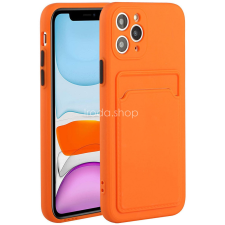 Wooze Xiaomi Redmi Note 9 5G, Szilikon tok, kártyatartóval, Wooze Card Slot, narancssárga tok és táska
