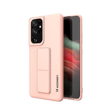 Wozinsky kitámasztható tok Flexible Silicone telefontok Stand Samsung Galaxy S21 Ultra 5G Rózsaszín tok és táska
