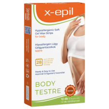 X-EPIL - használatra kész hipoallergén gélgyantacsíkok - test (12db) szőrtelenítés