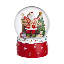 X-mas zenélő hógömb, 'Merry Christmas' ?10cm karácsonyi dekoráció