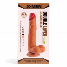 X-Men tapadótalpas szilikon dildó (18,8 cm - sötétbarna bőrszín) műpénisz, dildó