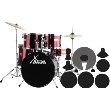 Xdrum Semi 20" Stúdió Dobszett Lipstick Red + Csillapító Szett dob és ütőshangszer