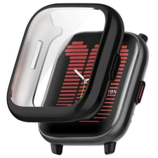 Xiaomi Amazfit Active, Okosóra szilikontok, kijelzővédős, Galvanizált Fekete okosóra kellék