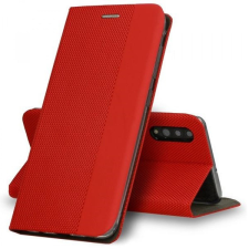 Xiaomi Mi 11, Oldalra nyíló tok, stand, textil minta, BookCover, piros tok és táska