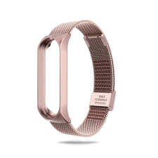 Xiaomi Mi Band 3 és Mi Band 4 okoskarkötő rozsdamentes acél pótszíj - RoseGold okosóra kellék