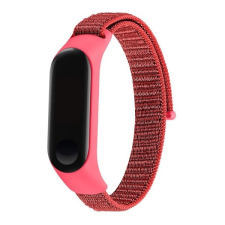 Xiaomi Mi Band 3 / Mi Band 4, nylon pótszíj, tépőzáras, légáteresztő, piros okosóra kellék
