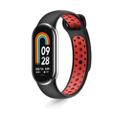 Xiaomi Mi Band 8 okoskarkötő dupla sport pótszíj - Fekete-piros okosóra kellék