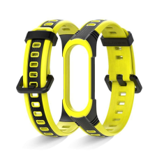 Xiaomi Mi Smart Band 3/4/5/6 retro pótszíj - Fekete-citromsárga okosóra kellék