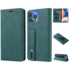 Xiaomi Redmi 10A, Oldalra nyíló tok, stand, kártyatartóval, kézpánttal, Wooze Business Plus, zöld tok és táska