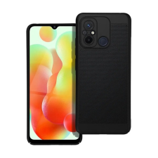 Xiaomi Redmi 12C, Műanyag hátlap védőtok, légáteresztő, lyukacsos minta, Breezy, fekete tok és táska