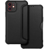  Xiaomi Redmi 14C / Poco C75, Oldalra nyíló tok, légpárnás sarok, bőrhatású, karbon minta, Razor Book, fekete