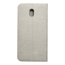 Xiaomi Redmi 8 elegáns könyvtok fémkerettel, ezüst tok és táska