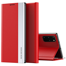 Xiaomi Redmi K70 Ultra, Oldalra nyíló tok, stand, Wooze Silver Line, piros tok és táska