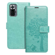 Xiaomi Redmi Note 10 Pro Mezzo Book flip tok, Zöld/Fa tok és táska