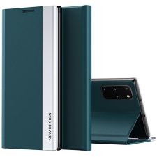  Xiaomi Redmi Note 10 Pro, Oldalra nyíló tok, stand, Wooze Silver Line, sötétzöld tok és táska