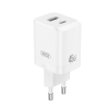 XO CE36 hálózati töltő USB+Type-C aljzat (45W, PD gyorstöltő 3.0) FEHÉR