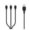 XO NB103 adatkábel 3in1 (USB - Type-C/lightning/microUSB, 2.1A,10W, gyorstöltő) FEKETE