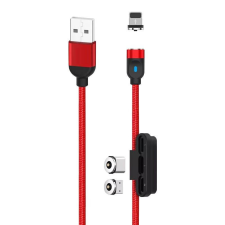 XO NB128 USB-A - USB-C - Micro USB - Lightning mágneses kábel 1m piros kábel és adapter