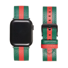 xPRO Apple Watch bőr szíj Sötétzöld / Piros 38mm/40mm/41mm (128066) okosóra kellék