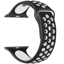 Xprotector Apple Watch 4-6, SE, SE (2022) (42 / 44 mm) / Watch 7-9 (45 mm) / Watch Ultra 1-2 (49 mm), szilikon pótszíj, állítható, lyukacsos, Xprotector, fekete/fehér okosóra kellék
