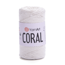 YarnArt CORAL fényes zsinórfonal - Fehér 1901 rövidáru