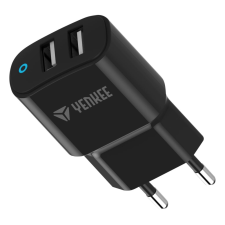 YENKEE YAC 2024 kettős USB hálózati töltő fekete (YAC 2024) mobiltelefon kellék