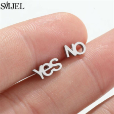  Yes-No nemesacél fülbevaló, ezüst színű fülbevaló