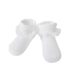  Yo! Baby pamut zokni - fehér csipkés 0-3 hó babazokni, harisnya