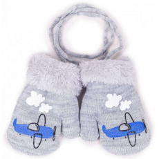  Yo! Bébi téli kesztyű 10 cm - Szürke repülőgép