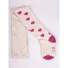 Yo Club! Pamut Harisnyanadrág csúszásgátló talppal - Bézs/Mályva Szíves 104/110 gyerek harisnya
