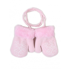 Yo!club téli kesztyű 12 cm - rózsaszín/fehér szívecskék gyerek kesztyű