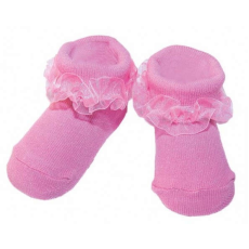 Yo! Yo! Baby pamut zokni csipkés pink 3-6 hó