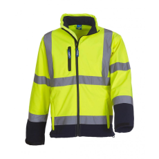 Yoko Uniszex Softshell munkaruha Yoko Fluo Softshell Jacket M, Fluo Sárga/Sötétkék (navy)