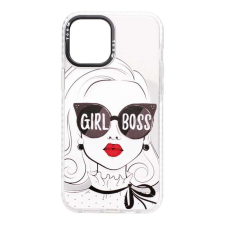 YOOUP Mintás TPU telefontok Girl Black iPhone 12/12 Pro YooUp fehér tok és táska