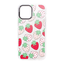YOOUP Mintás TPU telefontok Strawberry iPhone 12 Mini YooUp fehér tok és táska