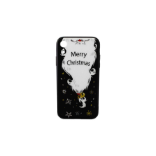 YOOUP Üveges hátlappal rendelkezó telefontok mikulás szakáll mintával (Karácsonyi) iPhone XR fekete tok és táska