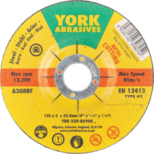 York 125x3x22.23 A30RBF vágókorong, T42 barkácsgép tartozék