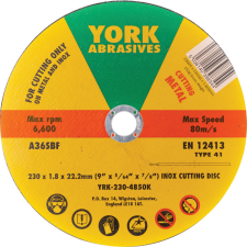 York 230x1.8x22.23mm A36SBF inox vágókorong,T41 barkácsgép tartozék