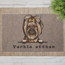  Yorkie kutyás lábtörlő barna háttérrel (60 x 40 x 0,2 cm) lakástextília