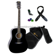  YOSEMITE-BUN-BK - Akusztikusgitár szett fekete színű gitár és basszusgitár