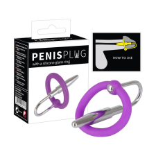 YOU2TOYS Penisplug - szilikon makkgyűrű húgycsőkúppal (lila-ezüst) műpénisz, dildó