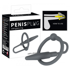 YOU2TOYS Penisplug - szilikon makkgyűrű hűgycsőkúppal (szürke) szexjáték