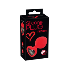  You2Toys Plug Medium - fekete köves, szíves anál dildó (piros) - közepes anál