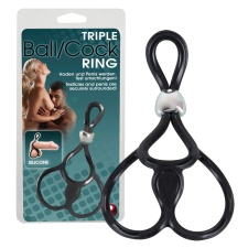YOU2TOYS Tripla, állítható pénisz- és heregyűrű (fekete) péniszgyűrű