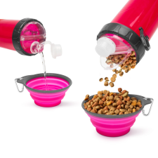Yummie Összenyomható kutyatál kulaccsal, rózsaszín, 60034A kutyatál