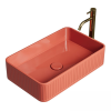 Zadabso Fürdőszobai mosdókagyló/mosdókagyló, Zadabso®, Kerámia, retro - modern design, téglalap alakú, teljes szett kerámia lefolyókkal, 51x37x12 cm, piros színű.