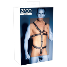Zado ZADO - pántos, valódi bőr férfi body (fekete) vágyfokozó