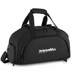 Zagatto Sporttáska, fitness, Zagatto®, Fekete, 45x23x20 cm, 20L, Vízálló, 2 az 1-ben, Táska és hátizsák, Speciális zseb cipők számára, Tágas, Kompressziós pántok, Használhatja tornazsákként, fitness